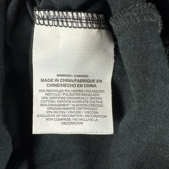 Nike Top Womens Medium Black White Swoosh Logo Tee Long Sleeve Curved Hem - Picture 5 of 8